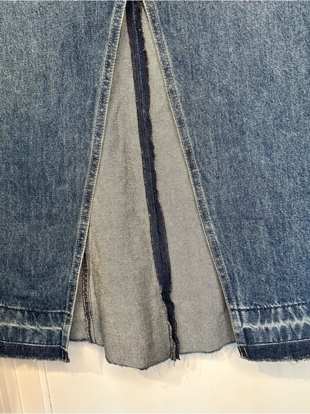 GAP Blue Denim Maxi Skirt with Front Slit - Picture 5 of 9